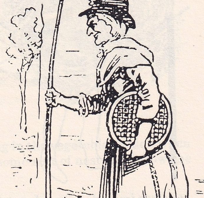 line drawing of old lady